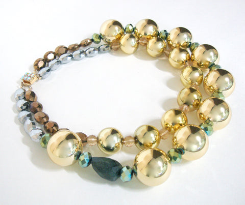 Big Bold Gold Beaded Necklace