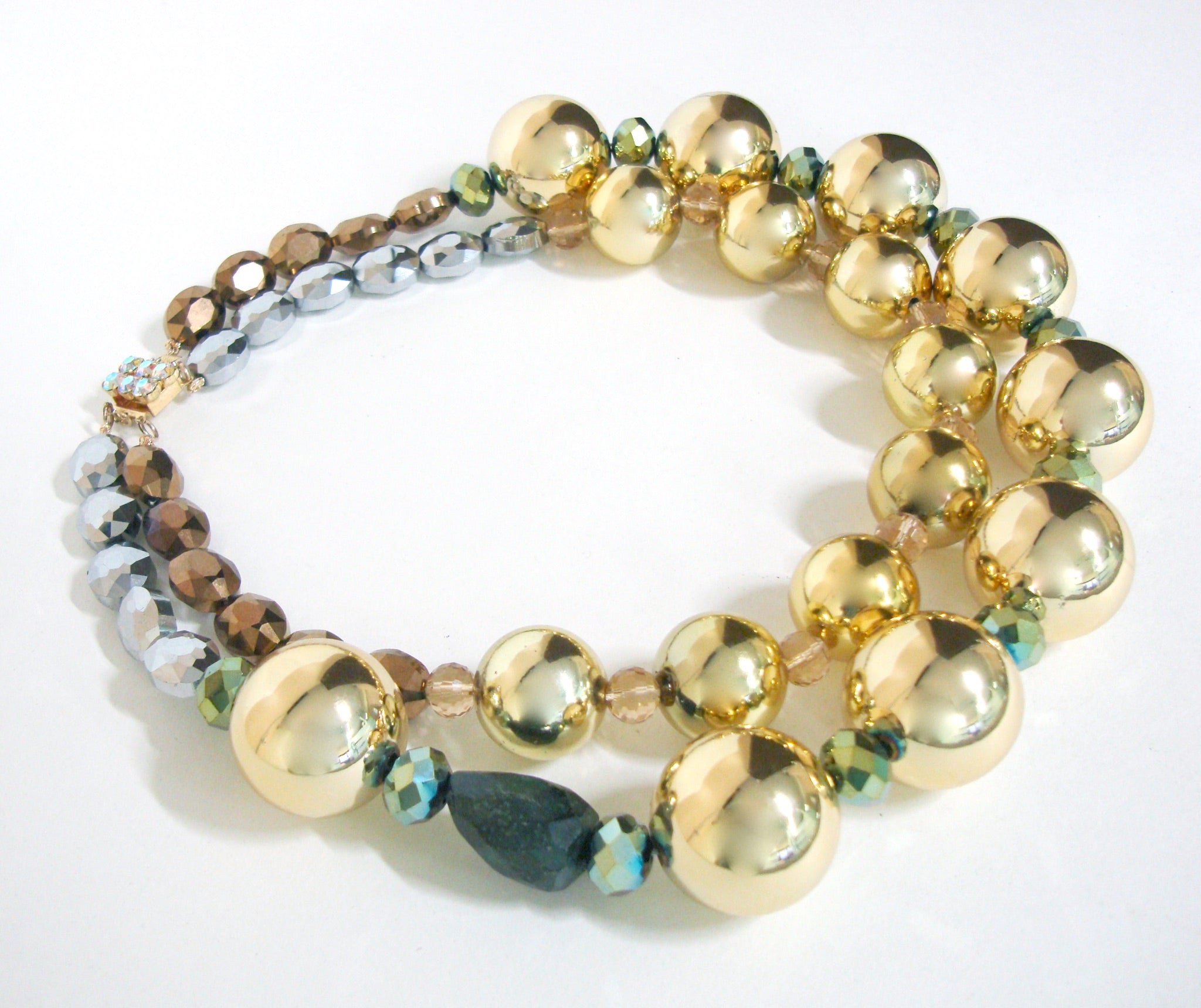 Big Bold Gold Beaded Necklace