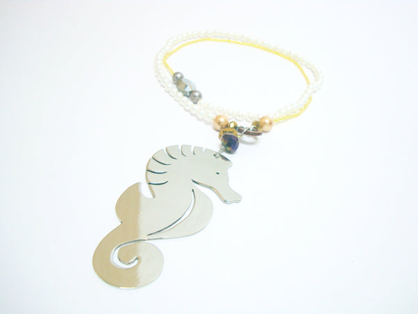 Seahorse Loving Silver Long Necklace