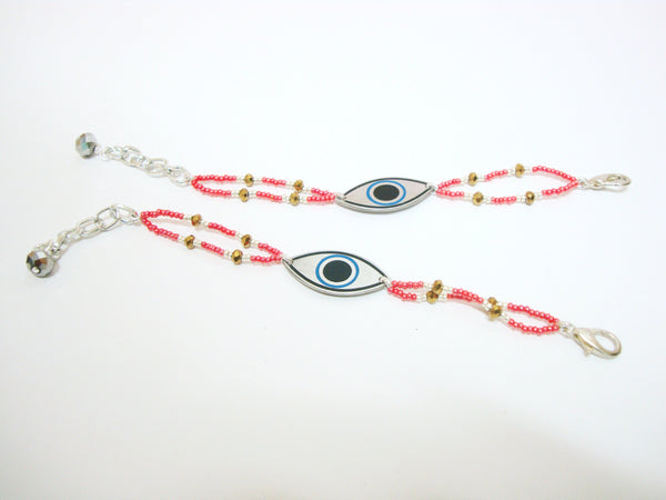 Metallic Red Evil Eye Bracelet