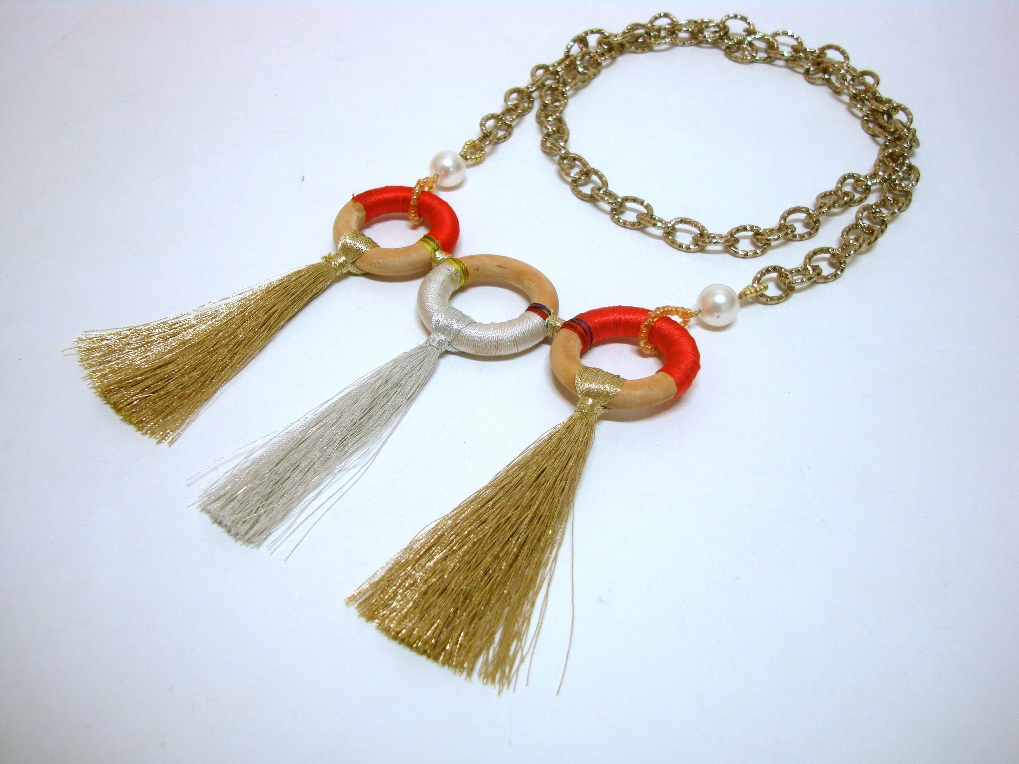 Orange Three Loop Tassel Chain - Riddhika Jesrani