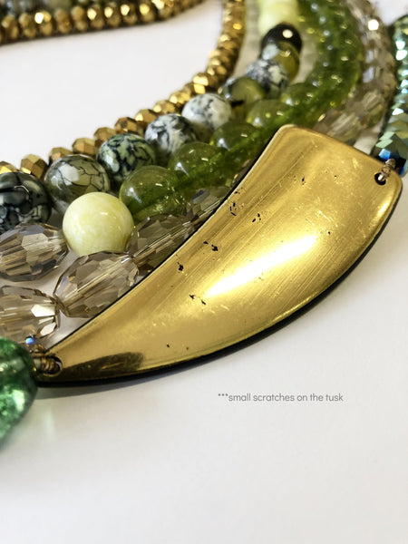 Statement Beaded Green Forest Necklace