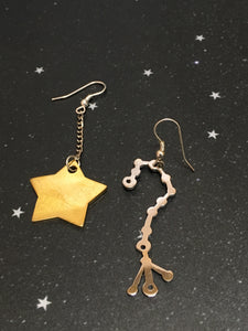 Gold Star 'SCORPIO' Earrings - Riddhika Jesrani