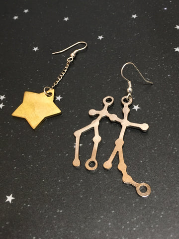 Gold Star 'GEMINI' Earrings - Riddhika Jesrani