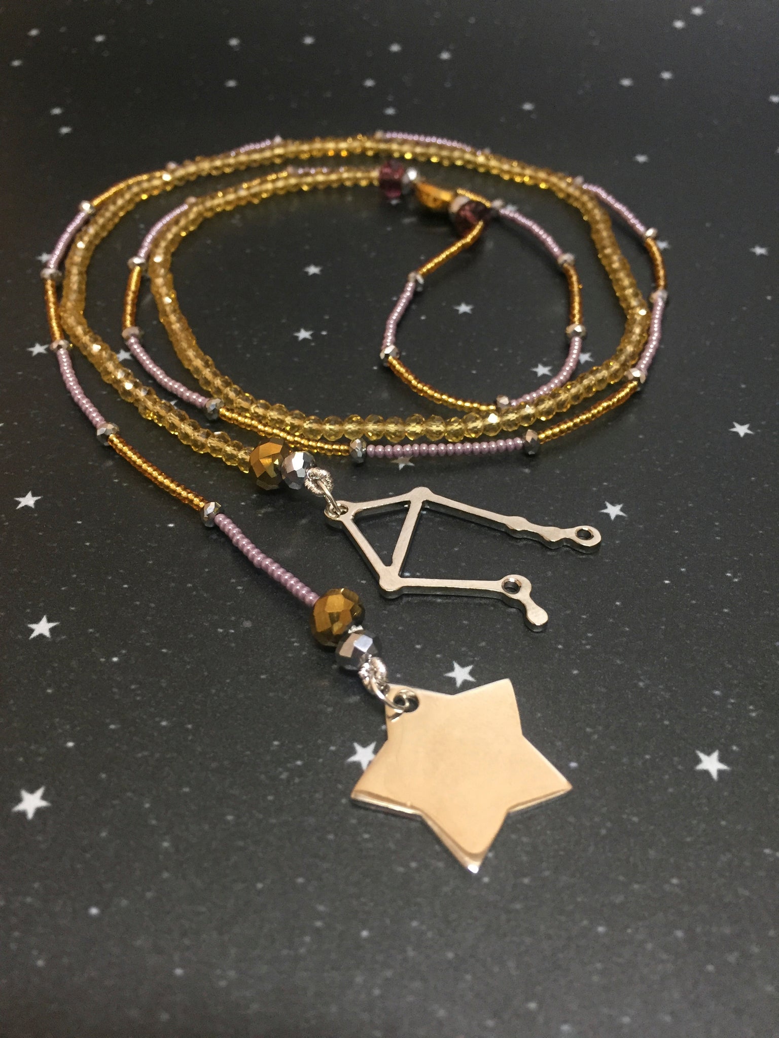 Long Open 'LIBRA' Necklace with star - Riddhika Jesrani