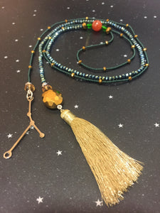Long Open 'CANCER' Necklace with Tassel - Riddhika Jesrani