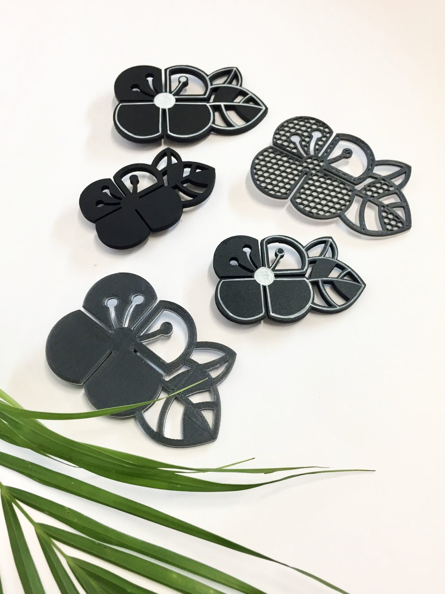 Oreo Style Graphic Flower Brooch