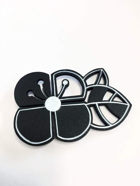 Hand-painted Graphic Flower Brooch (Small)